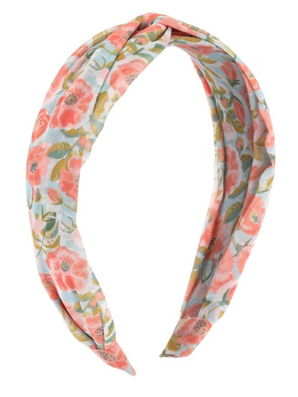 Pastel Petals Twist Headband in Peach-Pink
